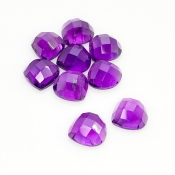 26.80 Carat African Amethyst 10mm Checkerboard Heart Shape AA Grade Cabochons Parcel - Total 9 Pcs.