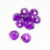 26.80 Carat African Amethyst 10mm Checkerboard Heart Shape AA Grade Cabochons Parcel - Total 9 Pcs.