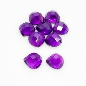 26.80 Carat African Amethyst 10mm Checkerboard Heart Shape AA Grade Cabochons Parcel - Total 9 Pcs.