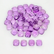 34.45 Carat African Amethyst 5mm Rose Cut Square Cushion Shape AA Grade Cabochons Parcel - Total 50 Pcs.