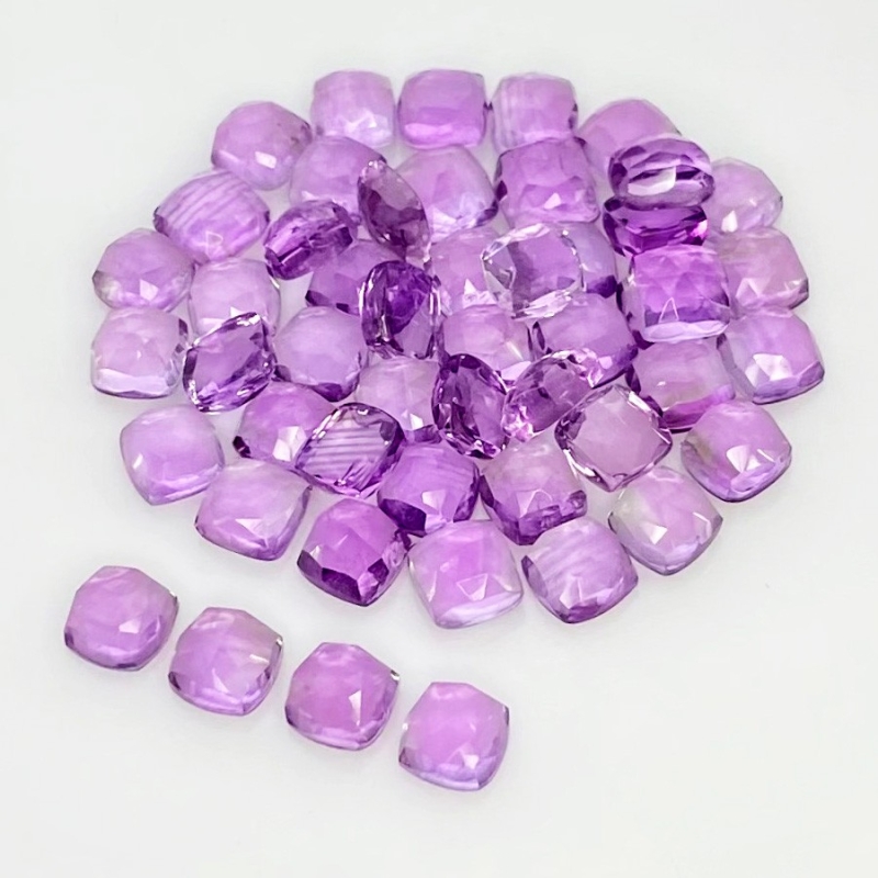 34.45 Carat African Amethyst 5mm Rose Cut Square Cushion Shape AA Grade Cabochons Parcel - Total 50 Pcs.