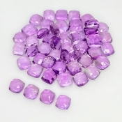 34.45 Carat African Amethyst 5mm Rose Cut Square Cushion Shape AA Grade Cabochons Parcel - Total 50 Pcs.