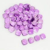 34.45 Carat African Amethyst 5mm Rose Cut Square Cushion Shape AA Grade Cabochons Parcel - Total 50 Pcs.