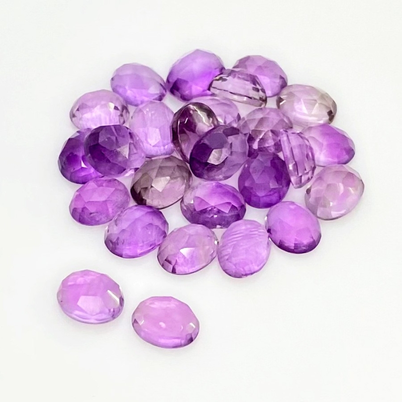 33.30 Carat African Amethyst 8x6mm Rose Cut Oval Shape AA Grade Cabochons Parcel - Total 26 Pcs.