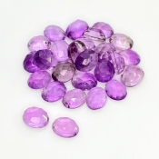 33.30 Carat African Amethyst 8x6mm Rose Cut Oval Shape AA Grade Cabochons Parcel - Total 26 Pcs.
