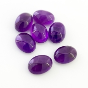 45.30 Cts. African Amethyst 14x10mm Smooth Oval Shape A Grade Cabochons Parcel - Total 7 Pcs.