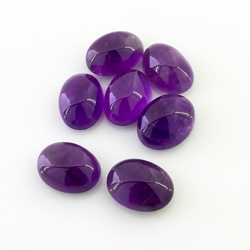45.30 Cts. African Amethyst 14x10mm Smooth Oval Shape A Grade Cabochons Parcel - Total 7 Pcs.