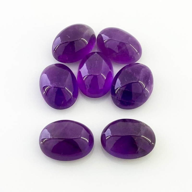 45.30 Cts. African Amethyst 14x10mm Smooth Oval Shape A Grade Cabochons Parcel - Total 7 Pcs.