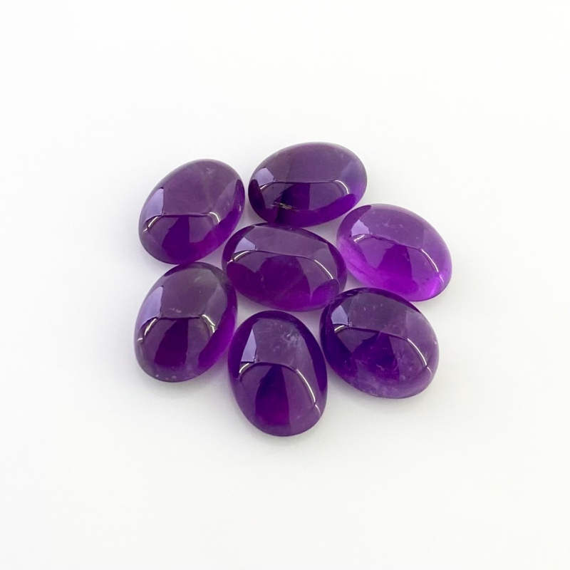 45.30 Cts. African Amethyst 14x10mm Smooth Oval Shape A Grade Cabochons Parcel - Total 7 Pcs.