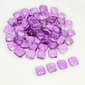 64.70 Carat African Amethyst 6mm Rose Cut Square Cushion Shape AA Grade Cabochons Parcel - Total 65 Pcs.