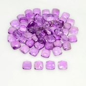 64.70 Carat African Amethyst 6mm Rose Cut Square Cushion Shape AA Grade Cabochons Parcel - Total 65 Pcs.