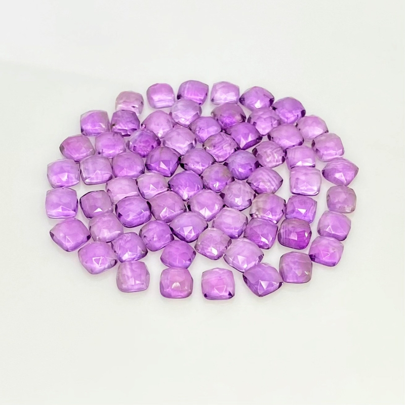64.70 Carat African Amethyst 6mm Rose Cut Square Cushion Shape AA Grade Cabochons Parcel - Total 65 Pcs.