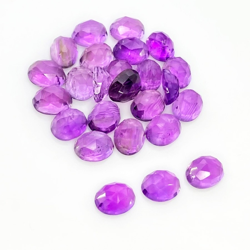 51.70 Carat African Amethyst 9x7mm Rose Cut Oval Shape AA Grade Cabochons Parcel - Total 25 Pcs.