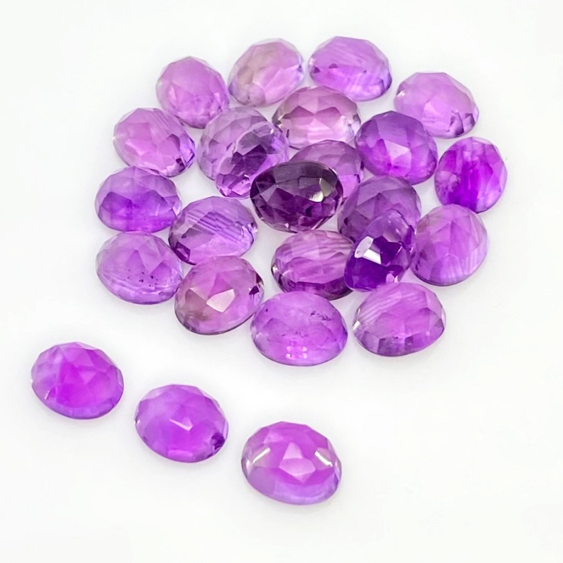 51.70 Carat African Amethyst 9x7mm Rose Cut Oval Shape AA Grade Cabochons Parcel - Total 25 Pcs.
