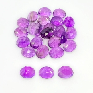 51.70 Carat African Amethyst 9x7mm Rose Cut Oval Shape AA Grade Cabochons Parcel - Total 25 Pcs.