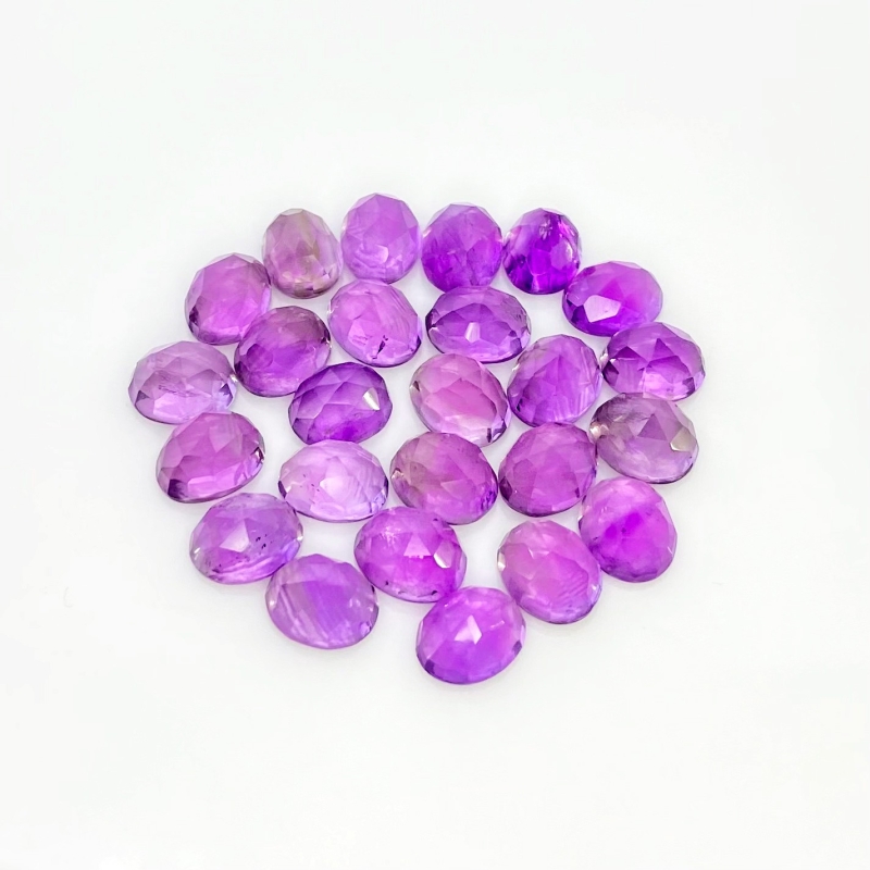 51.70 Carat African Amethyst 9x7mm Rose Cut Oval Shape AA Grade Cabochons Parcel - Total 25 Pcs.