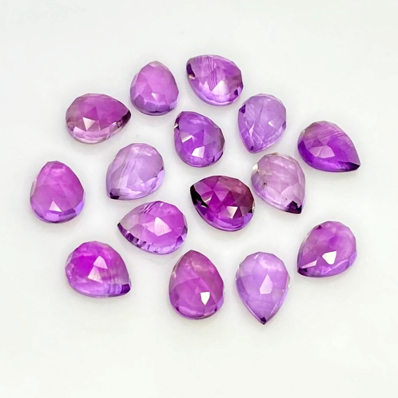 28.55 Carat African Amethyst 9x7mm Rose Cut Pear Shape AA Grade Cabochons Parcel - Total 15 Pcs.