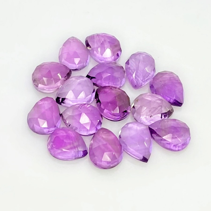 28.55 Carat African Amethyst 9x7mm Rose Cut Pear Shape AA Grade Cabochons Parcel - Total 15 Pcs.