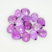 28.55 Carat African Amethyst 9x7mm Rose Cut Pear Shape AA Grade Cabochons Parcel - Total 15 Pcs.