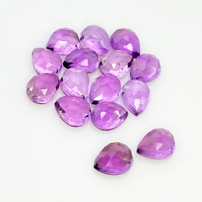 28.55 Carat African Amethyst 9x7mm Rose Cut Pear Shape AA Grade Cabochons Parcel - Total 15 Pcs.