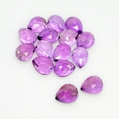 28.55 Carat African Amethyst 9x7mm Rose Cut Pear Shape AA Grade Cabochons Parcel - Total 15 Pcs.