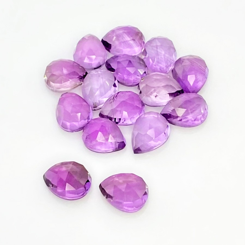 28.55 Carat African Amethyst 9x7mm Rose Cut Pear Shape AA Grade Cabochons Parcel - Total 15 Pcs.