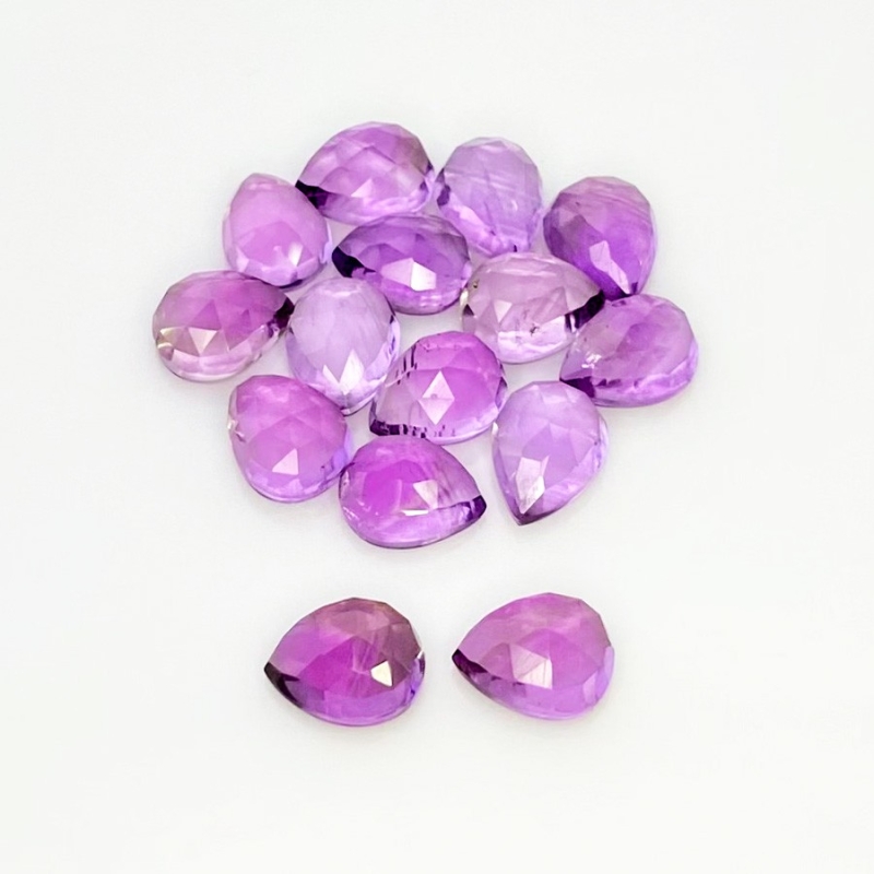 28.55 Carat African Amethyst 9x7mm Rose Cut Pear Shape AA Grade Cabochons Parcel - Total 15 Pcs.