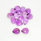 28.55 Carat African Amethyst 9x7mm Rose Cut Pear Shape AA Grade Cabochons Parcel - Total 15 Pcs.