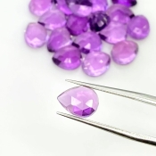 38.65 Carat African Amethyst 9x7mm Rose Cut Pear Shape AA Grade Cabochons Parcel - Total 20 Pcs.