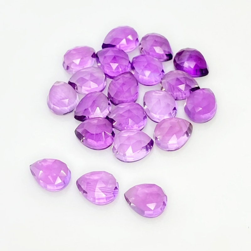 38.65 Carat African Amethyst 9x7mm Rose Cut Pear Shape AA Grade Cabochons Parcel - Total 20 Pcs.