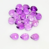 38.65 Carat African Amethyst 9x7mm Rose Cut Pear Shape AA Grade Cabochons Parcel - Total 20 Pcs.