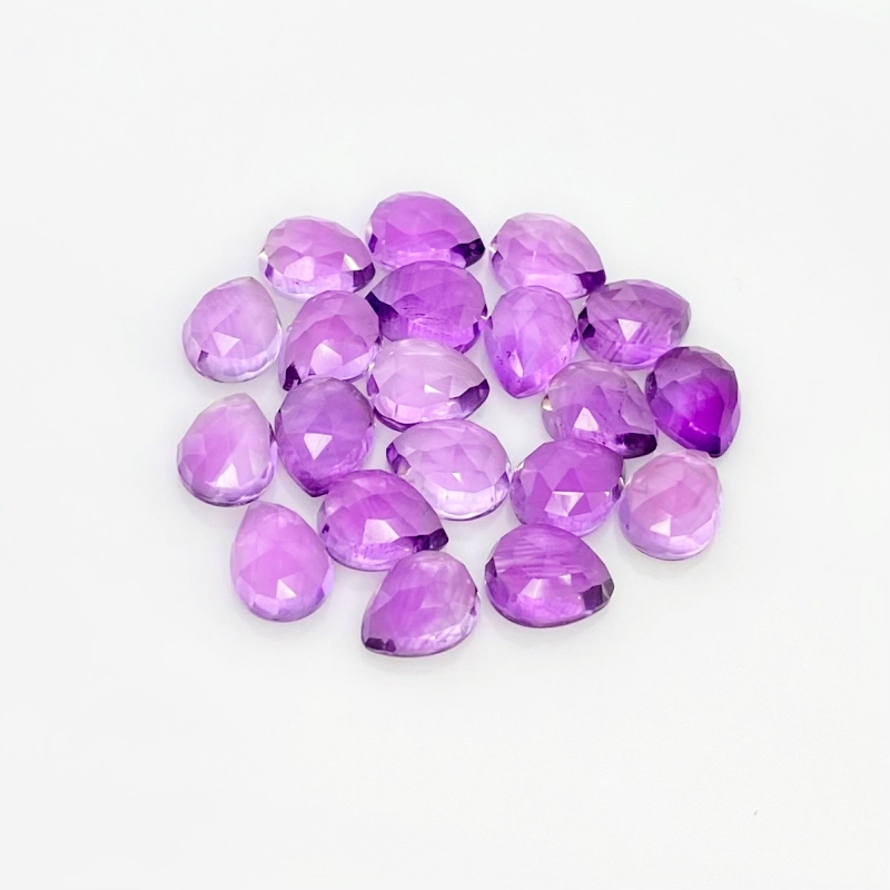 38.65 Carat African Amethyst 9x7mm Rose Cut Pear Shape AA Grade Cabochons Parcel - Total 20 Pcs.