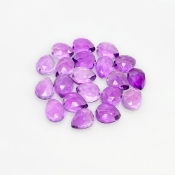 38.65 Carat African Amethyst 9x7mm Rose Cut Pear Shape AA Grade Cabochons Parcel - Total 20 Pcs.