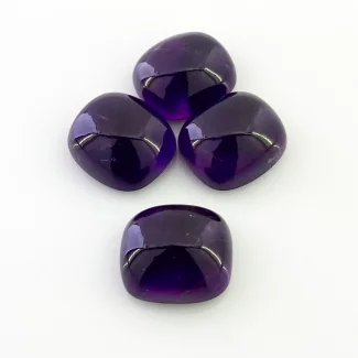 56.70 Carat African Amethyst 16x14mm Smooth Cushion Shape A Grade Cabochons Parcel - Total 4 Pcs.