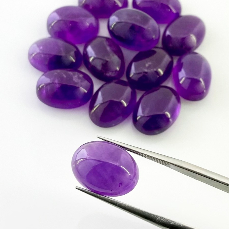 97.60 Cts. African Amethyst 14x10mm Smooth Oval Shape A Grade Cabochons Parcel - Total 14 Pcs.