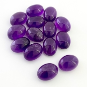 97.60 Cts. African Amethyst 14x10mm Smooth Oval Shape A Grade Cabochons Parcel - Total 14 Pcs.