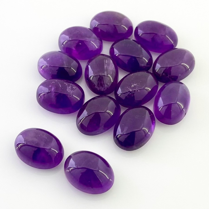 97.60 Cts. African Amethyst 14x10mm Smooth Oval Shape A Grade Cabochons Parcel - Total 14 Pcs.