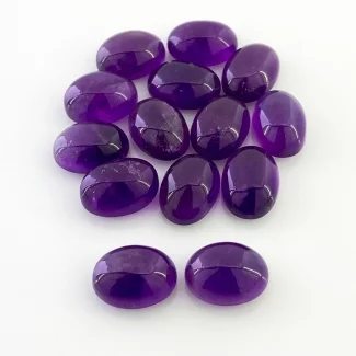 97.60 Cts. African Amethyst 14x10mm Smooth Oval Shape A Grade Cabochons Parcel - Total 14 Pcs.