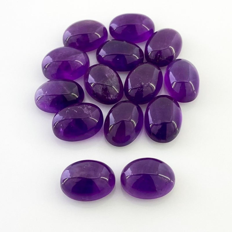 97.60 Cts. African Amethyst 14x10mm Smooth Oval Shape A Grade Cabochons Parcel - Total 14 Pcs.
