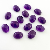97.60 Cts. African Amethyst 14x10mm Smooth Oval Shape A Grade Cabochons Parcel - Total 14 Pcs.