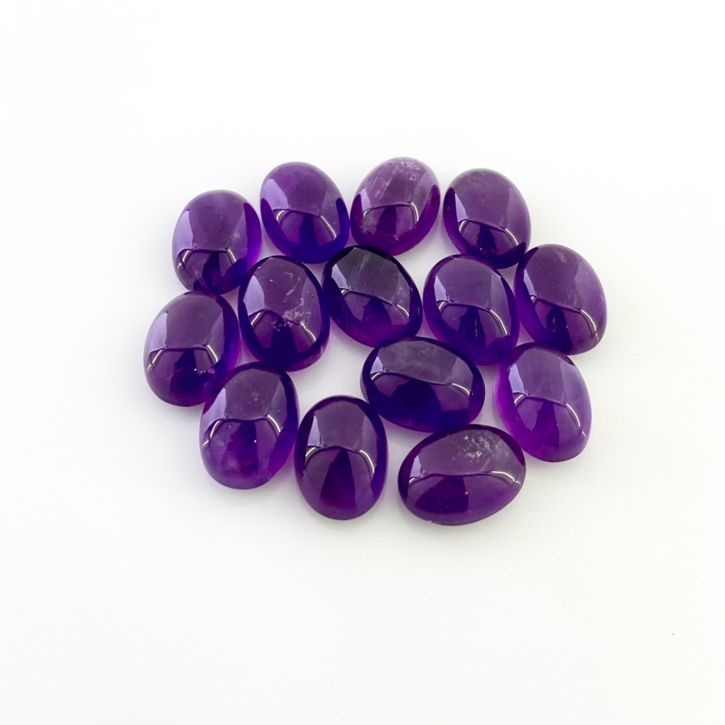 97.60 Cts. African Amethyst 14x10mm Smooth Oval Shape A Grade Cabochons Parcel - Total 14 Pcs.