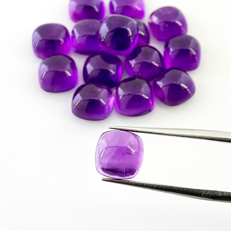 41.65 Carat African Amethyst 8mm Smooth Square Cushion Shape AA Grade Cabochons Parcel - Total 15 Pcs.