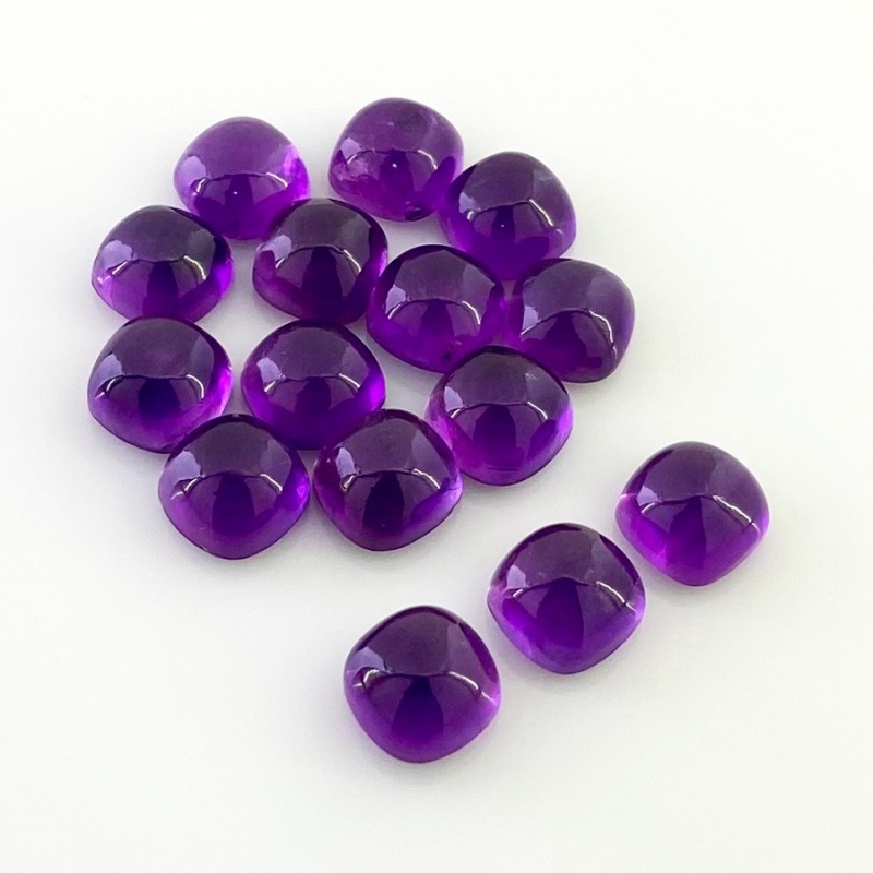 41.65 Carat African Amethyst 8mm Smooth Square Cushion Shape AA Grade Cabochons Parcel - Total 15 Pcs.
