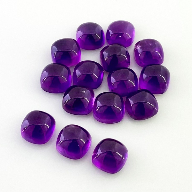 41.65 Carat African Amethyst 8mm Smooth Square Cushion Shape AA Grade Cabochons Parcel - Total 15 Pcs.