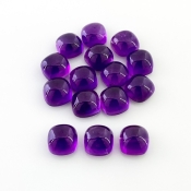 41.65 Carat African Amethyst 8mm Smooth Square Cushion Shape AA Grade Cabochons Parcel - Total 15 Pcs.