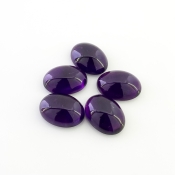 56.50 Carat African Amethyst 18x13mm Smooth Oval Shape A Grade Cabochons Parcel - Total 5 Pcs.