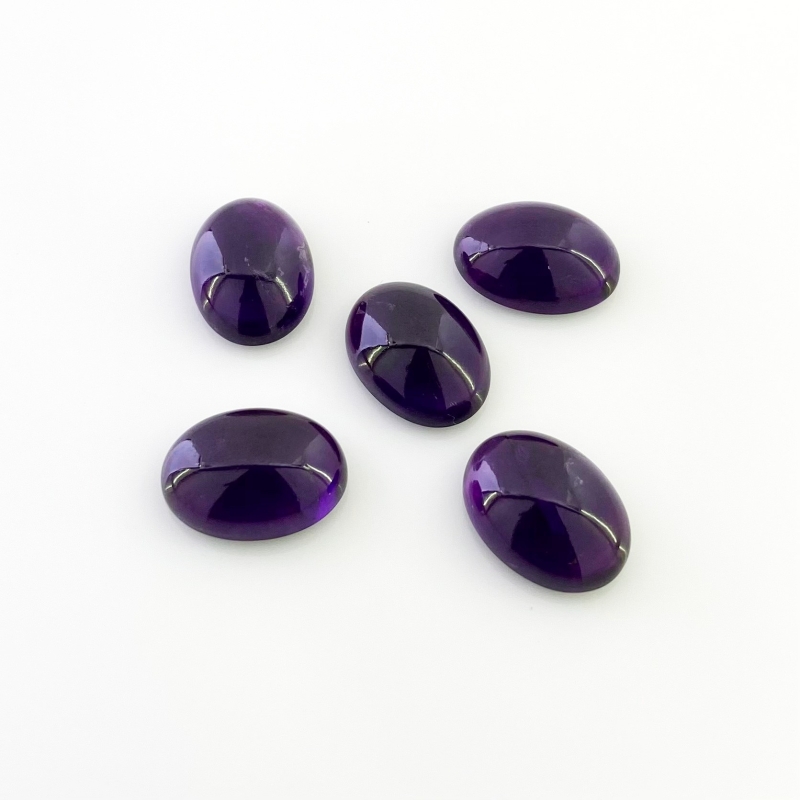 56.50 Carat African Amethyst 18x13mm Smooth Oval Shape A Grade Cabochons Parcel - Total 5 Pcs.