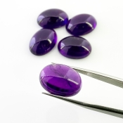 56.50 Carat African Amethyst 18x13mm Smooth Oval Shape A Grade Cabochons Parcel - Total 5 Pcs.