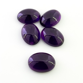 56.50 Carat African Amethyst 18x13mm Smooth Oval Shape A Grade Cabochons Parcel - Total 5 Pcs.