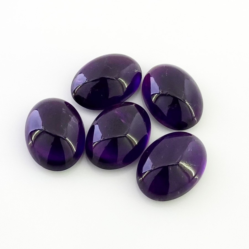 56.30 Carat African Amethyst 18x13mm Smooth Oval Shape A Grade Cabochons Parcel - Total 5 Pcs.